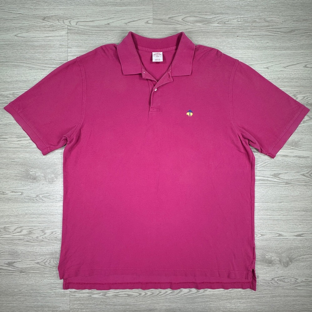 Brooks Brothers Mens Polo Shirt 346 Original Fit Pink XXL Short Sleeve Cotton